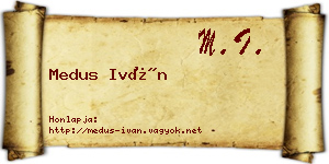 Medus Iván névjegykártya